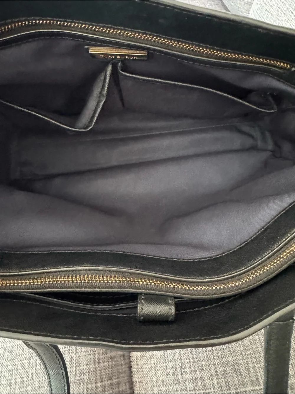 Tory Burch Black Leather Tote Bag & Wallet Set